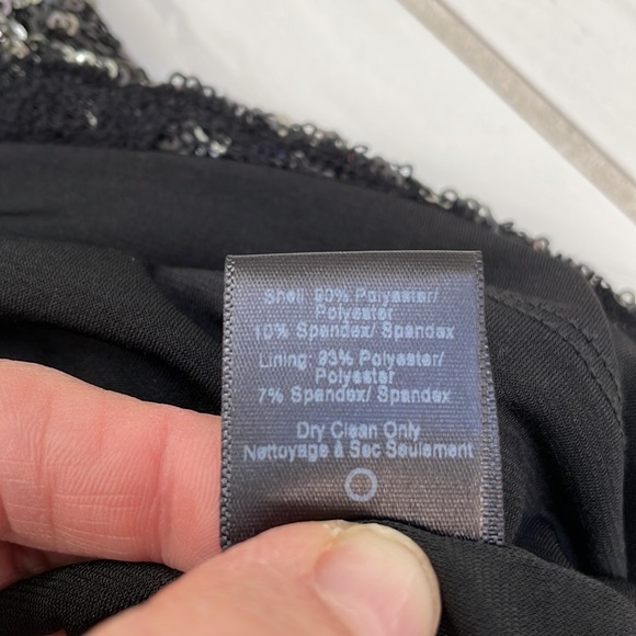 Dress the Population Simone Colorblock Sequin Mini Dress black and gold size M - Picture 9 of 9